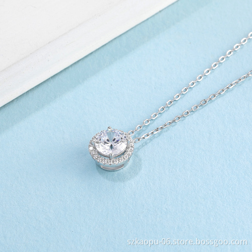 Vintage Luxury 925 Sterling Silver Moissanite Diamond Pendant Women Engagement Large Diamond Wedding Party Necklace